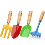 Anzmtosn Kids Metal Garden Tool Set Sand Toy, Rake, Spade, Hoe and Leaf Rake,...