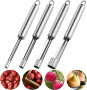 4 Pcs Stainless Steel Apple Core Remover, 4 Different Types Core Remover, Apple Corer, Fruit Core Remover, Fruit Core Remover for Home and (Silver)