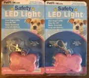 Two Petflow.com PINK LED Safety Lights - New! Dog Or Cat Collar Tags Dangle