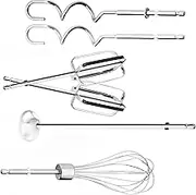 Replacement Hand Mixer Attachments for Hamilton Beach Mixers - Set of 6 Includes Beaters, Wire Egg Whisk, Liquid Blending Rod, and Dough Hooks Compatible with Models 62632R 62682RZ 62692 62695V 64699