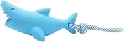 AIMALL Blue Shark Pet Toy, Leaky TPR Interactive Dog Toy, Bite-Resistant Floating Frisbee, Molar Teeth Grinding Rubber Toy for Puppies, Water and Chew Resistant, 13.8 Inch