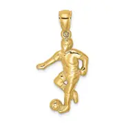 14k Yellow Gold Boy Soccer Player Running with Ball Charm