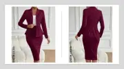 SHEIN Women's Clasi Lapel Collar Single-Breasted Blazer $ Skirt Set ~ Sz L~NWT