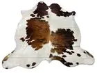 Tricolor Cowhide Rug (mainly light brown tones & white) Size: 7.2x7 feet M-1615