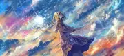 Anime artwork fantasy art magic stars clouds Playmat Gaming Mat