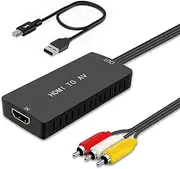 HDMI to RCA Converter, HDMI to Composite Video Audio Converter Adapter，HDMI to AV, Supports PAL/NTSC for PC Laptop HDTV DVD