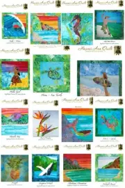 Tropical Hawaiian 16 Quilt Patterns Set~Raw Edge or Needle Turn Applique Pattern