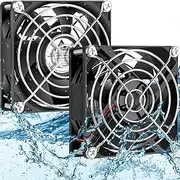 GDSTIME 80mm x 25mm 12V IP68 Waterproof Exhaust Fan Small Brushless DC Cooling Computer Case Fan 2 Pin Dual Ball Bearings for RV Fridge Ventilation, 2 Pack