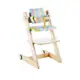 大將作 kid2youth - Qmomo 兒童成長餐椅(附輪) 套組-白樺木-五彩條橫椅墊
