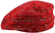[ROMANSENTIAL] Christmas Special Edition Beret Vintage Plaid Hat Warm Headwear Holiday Accessory Fashion Beret Red