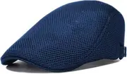 [Generic] Men Mesh Flat Cap Breathable Summer Newsboy Hat Beret Hat Summer Adjustable Newsboy Beret Cabbie Flat Caps