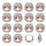16Pcs Rhinestone Buttons, Flatback Sew on Rhinestones, Pink