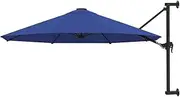 Wall Mounted Patio Umbrella, Metal Pole Outdoor Umbrella, Sun Shade for Garden, Deck, Beach, and Pool - 300 cm, Blue