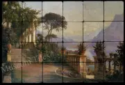 24x16 Lake Como Kitchen Backsplash Mural Tumbled Marble Tiles Wall Art