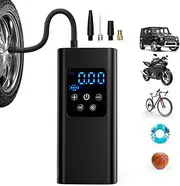 Tire Inflator Portable Air Compressor 150PSI, 2X Faster Inflation Air Pump with 6000mAh Battery, Rechargeable Cordless Tire Pump with LED Light for Cars/MPV/Bike/Motorcycle/Ball