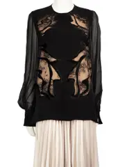 Black Lace Cut Out Blouse