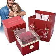 [Generic] Rose Ring Box - Reversible Flower Case,Multifunctional Luxury Preserved Rose Ring Box for Wedding Proposal Ceremony Valentine's Day