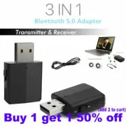 3 in 1 USB Bluetooth 5.0 Audio Transmitter Receiver Adapter For TV PC CAR Speake