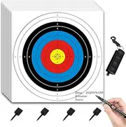 20PCS Archery Target, Hunting Targets & Accessories, 16X16in - 10 Ring Bow and Arrow Targets(with 1 Pen&4 pins)