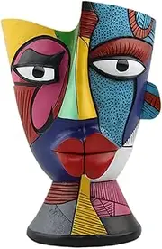 Abstract Face Planter, Resin Face Flower Containers, 9.84x7.08x5.91 Inches Modern Artistic Design, Decorative Plant Pot for Home, Desk, Garden, Balcony, Indoor and Outdoor Decor