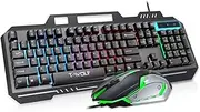 Gaming Keyboard and Mouse Combo, RGB Backlit, Metal Wired, Black