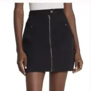 Rebecca Minkoff Marigold Zip Detail Denim Mini Skirt in Black, XS, New with Tags