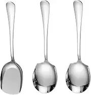 ITECHNIK 3-Piece Stainless Steel Serving Spoon, Buffet Spoon, Large Spoon with Long Handle, Cooking Serving Set for Kitchen, Dining Room, Banquet (Silver) Large Serving Table Spoons