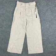 Nicole Miller Pants Women's Size 10 Beige 100% Linen High Rise Wide Leg NWT
