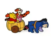 Eeyore pulling Pumpkin Cart with Pooh, Tigger and Piglet Enamel pin