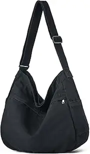 [DAINAOTM] Canvas Hobo Crossbody Shoulder Tote Bag for Women and Men Large Purse Messenger Bag Travel Work Shopping
