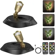 2Pack LED Spotlights Indoor,Rechargeable Battery Operated Up Lights for Plants with 3000K/4000K/6000K Wireless Dimmable Spot Lights Uplighting with Remote&Timer Accent lighting for Plants Artwork