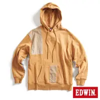 在飛比找蝦皮商城優惠-EDWIN 再生系列 CORE 拼布寬版連帽長袖T恤(土黃色