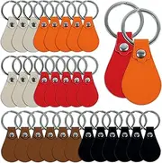 [Binxus] 30Pcs Leather Key Fob PU Leather Key Fob Kit and Leather for Laser Engraving Leather Key Holder Multi Colors