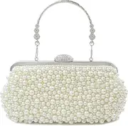 [ERCULER] TOPFIVE Women's Pearl Beaded Clutch Evening Handbags for Formal Bridal Wedding Clutch Purse Prom Cocktail Party