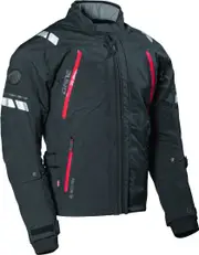 DANE Elling waterproof Motorcycle Textile Jacket, black-red, Size 52 for Men Black Red