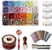 TOMVAES Wax Seal Stamp Kit with 600Pcs Sealing Wax Beads, Wax Seal Stamp and More, Wax Seal Gift Set for Envelopes Letter Cards Wedding Invitations Gift Wrapping Sealing Decoration Arts & Crafts