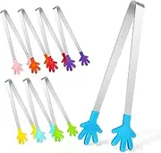 VICASKY 8Pcs Mini Serving Tongs Stainless Steel Food Grabbers Reusable Sweet Tongs for Camping Barbecue and Picnics for Appetizers and Desserts