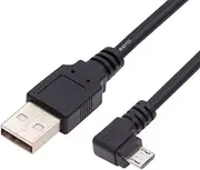 CY USB 2.0 Type A Male to Micro USB Male 90 Degree Left Angled Data Charge Cable for Cell Phone Tablet 1.5M