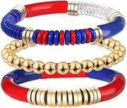 3Pack Game Day Bracelets Beaded College Football Acetate Stretch Bracelet Stackable Sports Fan Bracelet Game Day Accessories Jewelry Gifts