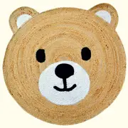Handmade Kids Jute Round Rug-Baba Bear 1143-Natural-100x100cm
