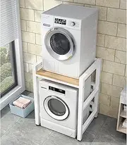 Multifunction Wash Machine Stand Base, Height Adjustable Dryer Stand Portable Stacking Kit, Strong Steel Construction with 400KG Load Capacity for Washer Refrigerator Washing Machine Dryer White