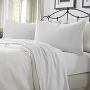 Cotton Jersey Knit California King Sheet Set - Ultra-Soft, Stretchy, Heathered Melange White Bed Sheets - Cozy, Soft T-Shirt Sheet & Pillowcase Set