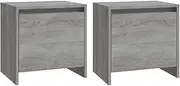 [vidaXL] 2X Bedside Cabinets Living Room Bedroom Nightstand Home Organiser Storage Accent End Side Table Furniture Grey Engineered Wood