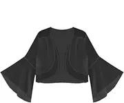 [Generic] Bolero Shrug for Women,Cropped Summer Short Sleeve Loose Cape - Ruffle Cropped Chiffon Capes Bolero Shrug Cardigan for Evening Dress