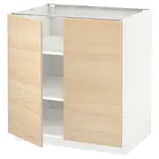 METOD base cabinet with shelves/2 doors, white/Askersund light ash effect, 80x60x80 cm