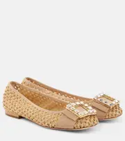 [Roger Vivier] Roger Vivier Très Vivier raffia-effect ballet flats AU 6 beige