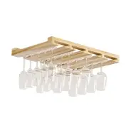 Eze 4 Sectional Adjustable Under Cabinet Mount Wood Stemware Rack Hanging