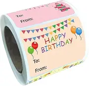 NUOBESTY Happy Birthday Sticker Labels - 200 Adhesive Tags for Birthday Party Favors Present Tags Envelopes Office Decoration Multi-Color Coated Paper Stickers