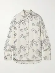 [Anine Bing] Anine Bing - Avalon Printed Silk-blend Shirt - Off-white - medium medium Off-white