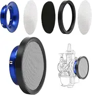 Carburetor Carb Velocity Stack Air Filter Cleaner Modified Trumpet Aluminum Alloy with Sponge Filter Steel Mesh for PWK32-34mm Short Style Fast Intake Suggest for Small Displacement (Blue, 55mm)